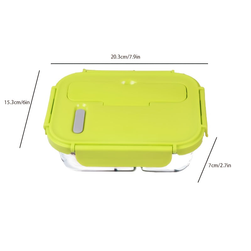Customizable Text and Name Microwave-Safe Glass Lunch Box with Utensils, Ideal for Office Workers and Students - Essential Back-to-School Bento Container
