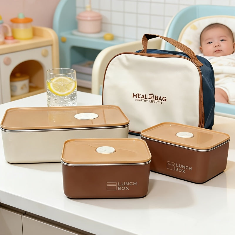Stainless Steel Leak-Proof Insulated Lunch Box for Travel and Picnics, Double-Layer Sealed with Lid, Microwave-Safe Food Container, Lunch Bag, Suitable for Maternity and Products, Can Be Used as a Parent-Child Takeaway Lunch Bag
