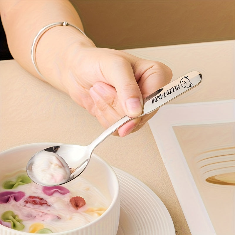 Custom-Made Cartoon 316 Stainless Steel Soup Spoon Featuring a Robust And Stylish Design, Ideal for Desserts, Household Use, And Feeding, with an Adorable Small Animal Motif, a Sturdy Handle, And a Comfortable Grip