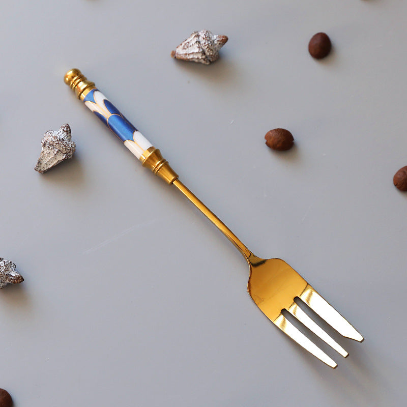 Golden Stainless Steel Fruit Fork, Stainless Steel Small Fork, Household Fruit Skewer, Fruit Insert Creative Dessert Fork, Cake Fork
