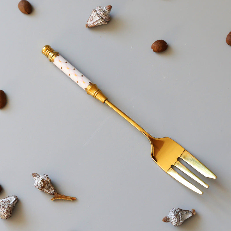 Golden Stainless Steel Fruit Fork, Stainless Steel Small Fork, Household Fruit Skewer, Fruit Insert Creative Dessert Fork, Cake Fork