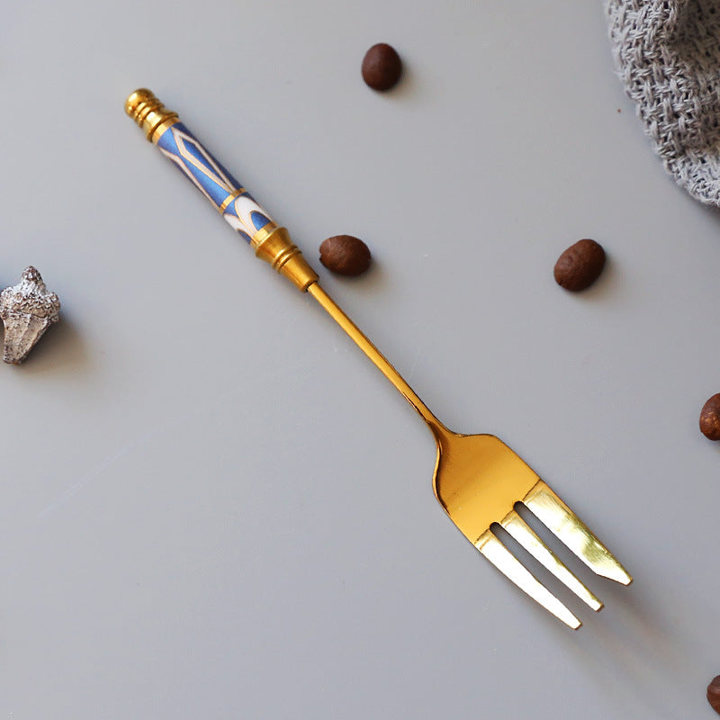 Golden Stainless Steel Fruit Fork, Stainless Steel Small Fork, Household Fruit Skewer, Fruit Insert Creative Dessert Fork, Cake Fork