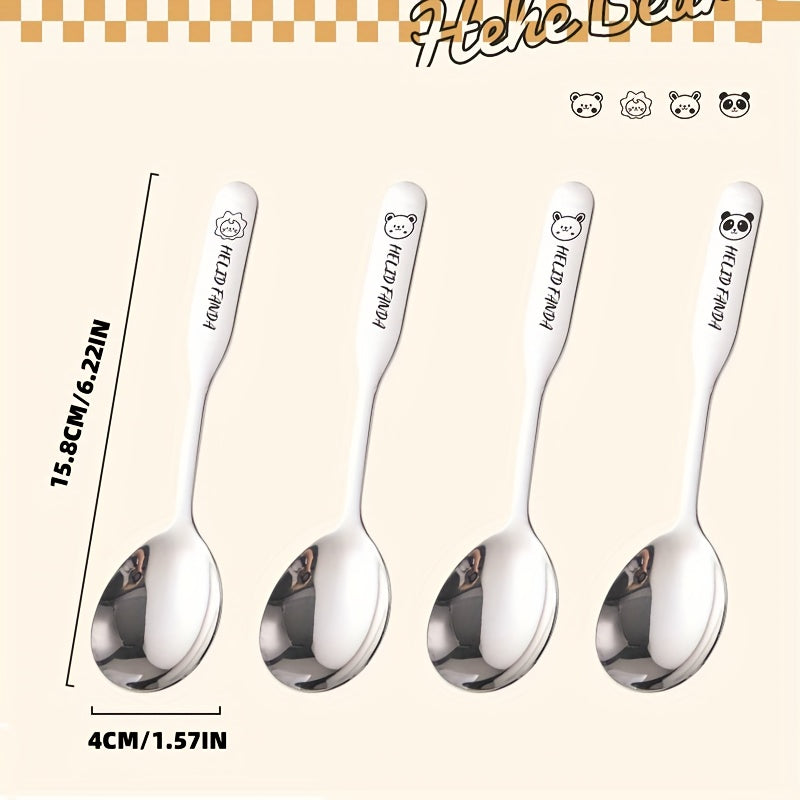 Custom-Made Cartoon 316 Stainless Steel Soup Spoon Featuring a Robust And Stylish Design, Ideal for Desserts, Household Use, And Feeding, with an Adorable Small Animal Motif, a Sturdy Handle, And a Comfortable Grip
