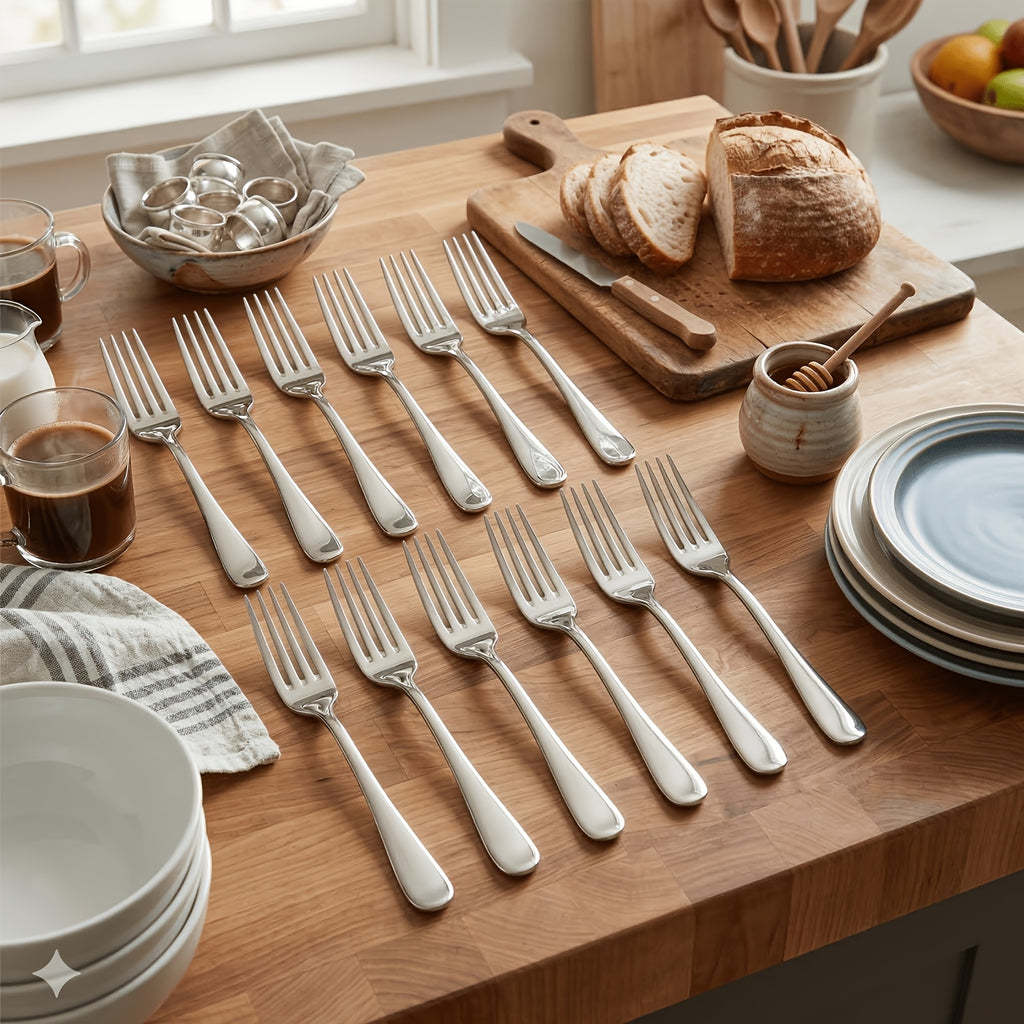 8\u002F12pcs Dinner Fork Set, 8.2-Inch Stainless Steel Table Forks, Metal Forks, Suitable for Home, Kitchen Or Restaurant Use, Mirror Polished, Dishwasher Safe