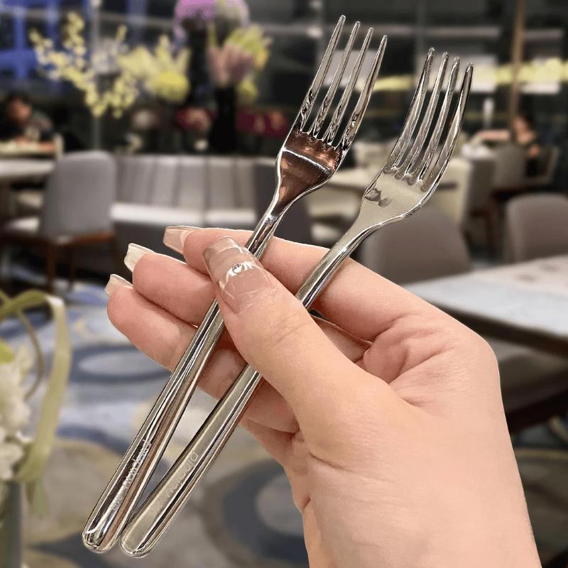 1pc Modern Stylish Durable Stainless Steel Dining Fork with Thick Long Handle for Salad & Fruit | Household Tableware | Universal Use