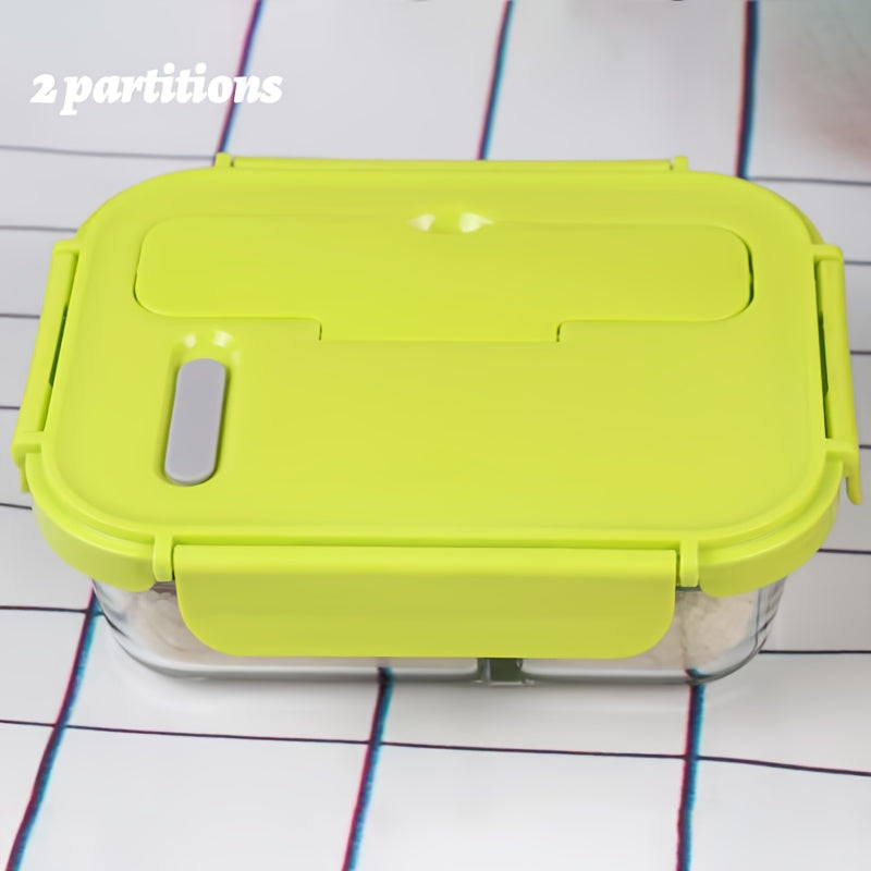 Customizable Text and Name Microwave-Safe Glass Lunch Box with Utensils, Ideal for Office Workers and Students - Essential Back-to-School Bento Container