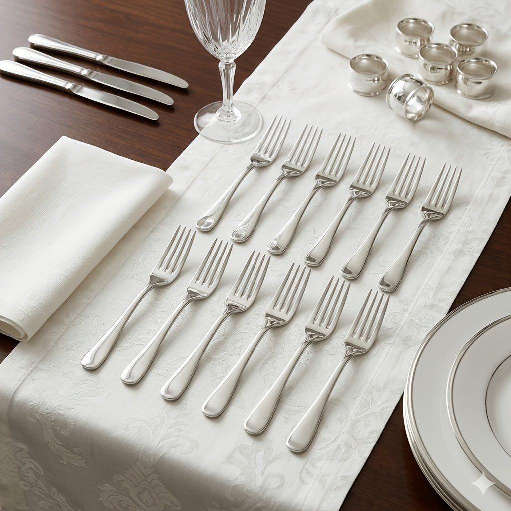 8\u002F12pcs Dinner Fork Set, 8.2-Inch Stainless Steel Table Forks, Metal Forks, Suitable for Home, Kitchen Or Restaurant Use, Mirror Polished, Dishwasher Safe