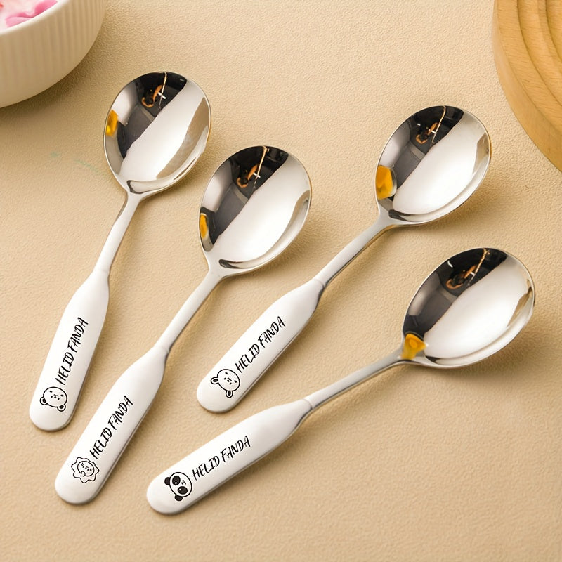 Custom-Made Cartoon 316 Stainless Steel Soup Spoon Featuring a Robust And Stylish Design, Ideal for Desserts, Household Use, And Feeding, with an Adorable Small Animal Motif, a Sturdy Handle, And a Comfortable Grip
