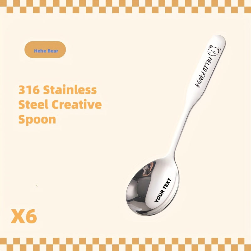 Custom-Made Cartoon 316 Stainless Steel Soup Spoon Featuring a Robust And Stylish Design, Ideal for Desserts, Household Use, And Feeding, with an Adorable Small Animal Motif, a Sturdy Handle, And a Comfortable Grip