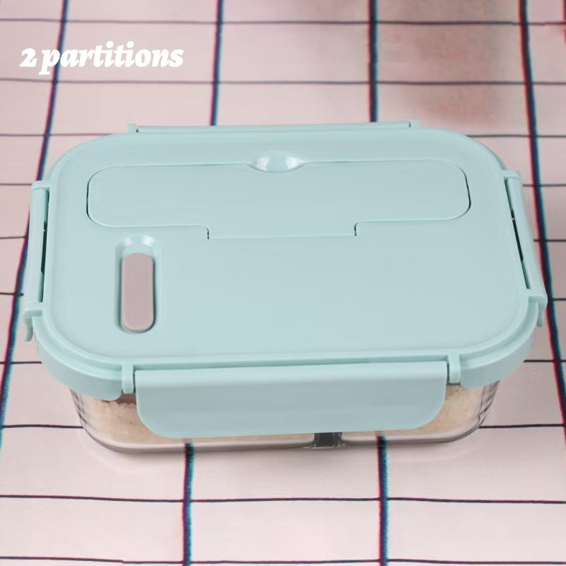 Customizable Text and Name Microwave-Safe Glass Lunch Box with Utensils, Ideal for Office Workers and Students - Essential Back-to-School Bento Container