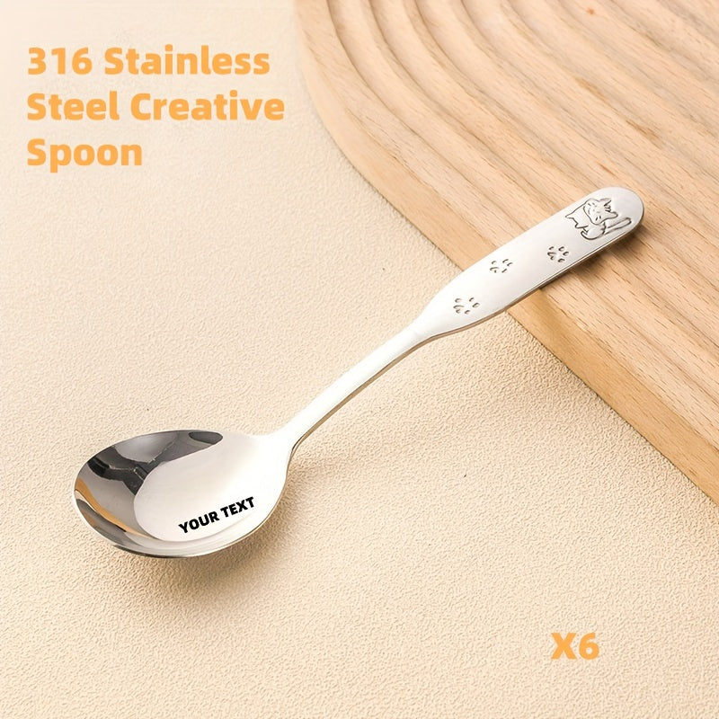 Custom-Made Cartoon 316 Stainless Steel Soup Spoon Featuring a Robust And Stylish Design, Ideal for Desserts, Household Use, And Feeding, with an Adorable Small Animal Motif, a Sturdy Handle, And a Comfortable Grip