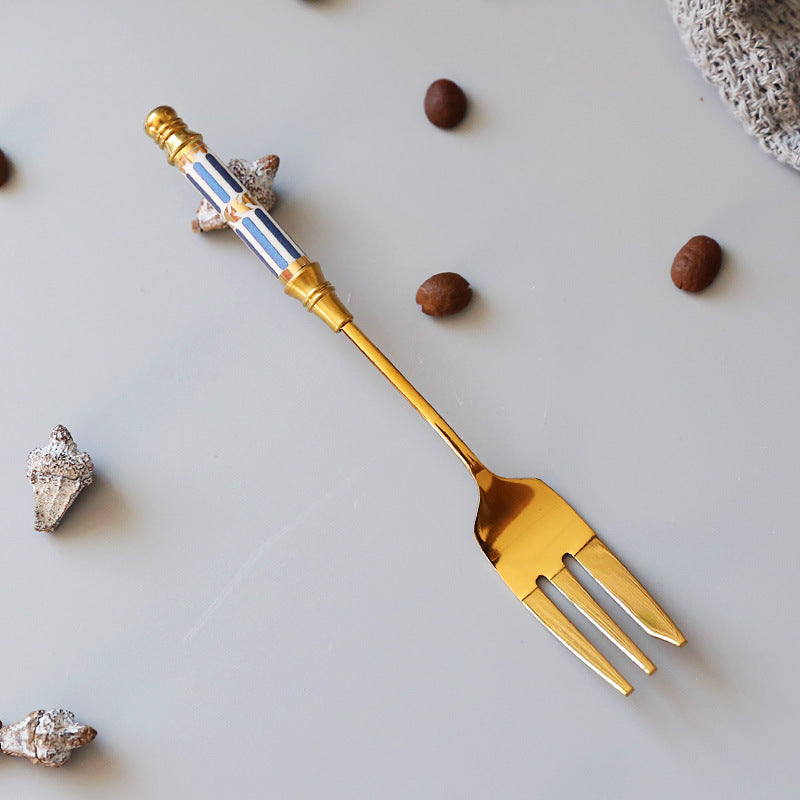 Golden Stainless Steel Fruit Fork, Stainless Steel Small Fork, Household Fruit Skewer, Fruit Insert Creative Dessert Fork, Cake Fork
