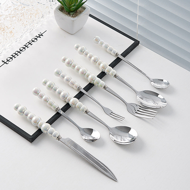 Exquisite Stainless Steel Cutlery Set with Ceramic Handles, Elegant Wedding Cutlery, Perfect for Bridal Showers, Wedding Receptions, And Special Occasions