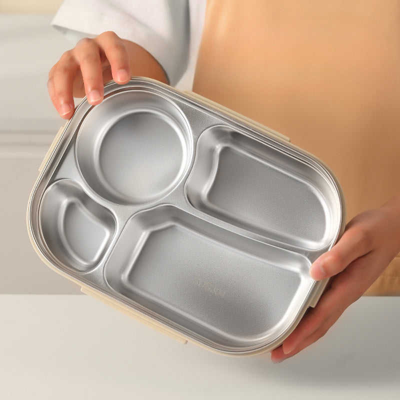 1pc Bento Box, Stainless Steel Lunch Box for Adults - 4 Compartment Metal Bento Box, 304 Food Grade Steel