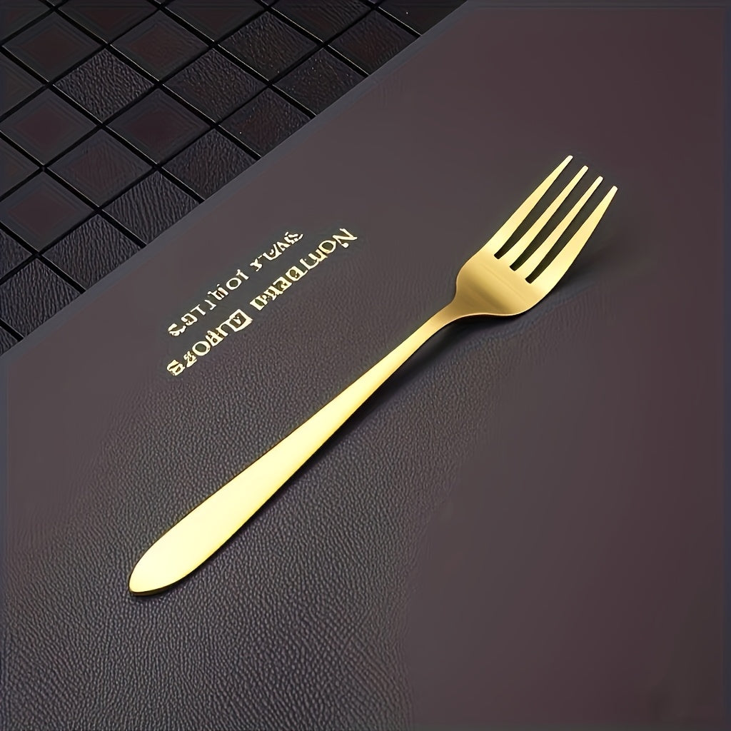 40pcs Golden Stainless Steel Wedding Forks, Western Dinner Forks, Household Silvery Forks, Steak, Fruit, And Dessert Forks. Suitable for Parties And Gatherings