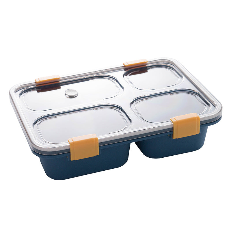 Partitioned Lunch Box with Lid Office Worker Lunch Box Plastic Microwaveable Student Compartment Lunch Box with Tableware