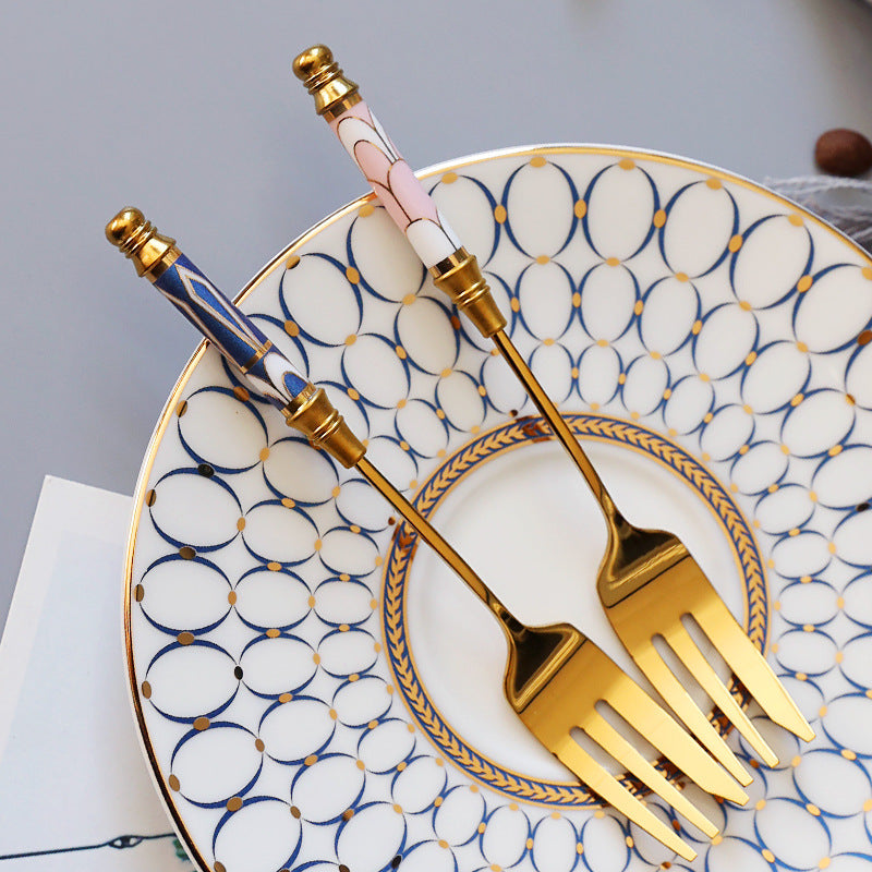 Golden Stainless Steel Fruit Fork, Stainless Steel Small Fork, Household Fruit Skewer, Fruit Insert Creative Dessert Fork, Cake Fork