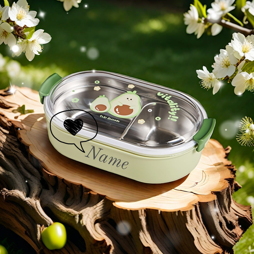 Customizable Fruit-Themed Lunch Boxes That Are Leak-Proof And Insulated, Suitable for Students, Professionals, And Outdoor Enthusiasts. Available in Stainless Steel in Pink, Purple, And Green