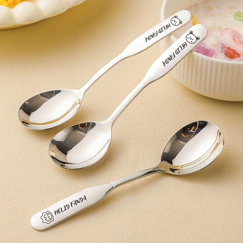 Custom-Made Cartoon 316 Stainless Steel Soup Spoon Featuring a Robust And Stylish Design, Ideal for Desserts, Household Use, And Feeding, with an Adorable Small Animal Motif, a Sturdy Handle, And a Comfortable Grip