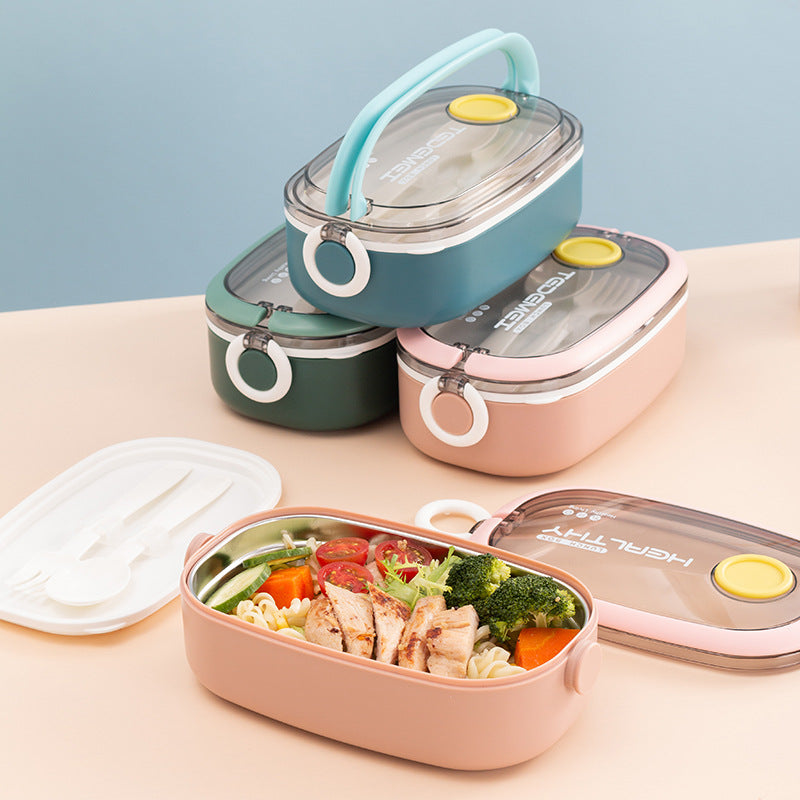 Student Portable Lunch Box 304 Stainless Steel Insulated Lunch Box Office Workers Can Microwave the Lunch Box