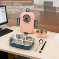 4pcs Set Double-layered Bento Box with 3 Compartments, Insulated and Leak-proof, Comes with Cutlery, Soup Bowl, and Insulated Bag, Suitable for Students, Office Workers, and Picnics