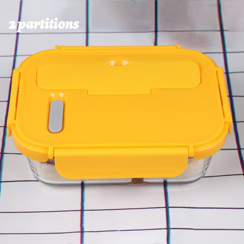 Customizable Text and Name Microwave-Safe Glass Lunch Box with Utensils, Ideal for Office Workers and Students - Essential Back-to-School Bento Container