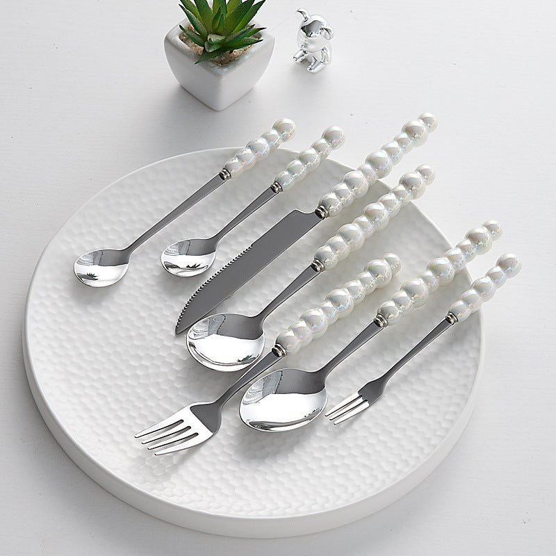 Exquisite Stainless Steel Cutlery Set with Ceramic Handles, Elegant Wedding Cutlery, Perfect for Bridal Showers, Wedding Receptions, And Special Occasions