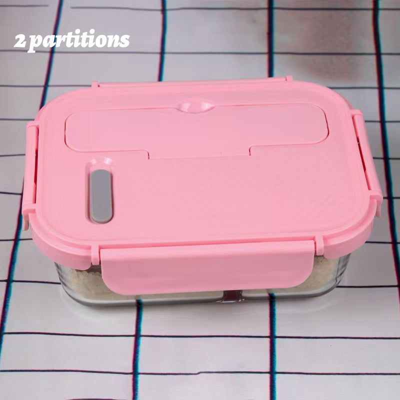 Customizable Text and Name Microwave-Safe Glass Lunch Box with Utensils, Ideal for Office Workers and Students - Essential Back-to-School Bento Container