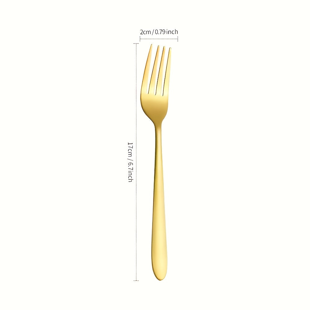 40pcs Golden Stainless Steel Wedding Forks, Western Dinner Forks, Household Silvery Forks, Steak, Fruit, And Dessert Forks. Suitable for Parties And Gatherings
